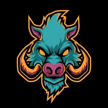 Vector of angry wild boar head mascot Stock Illustration