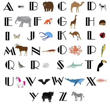 Vector Animal Alphabet. Stock Illustration
