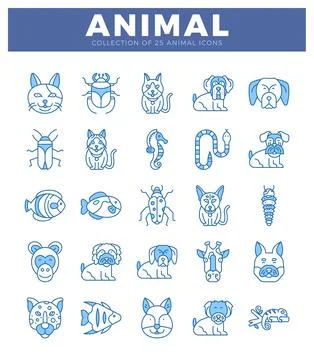 Vector animal icon collection on white Stock Illustration