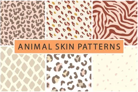 Vector animal leopard skin texture print seamless pattern collection Stock Illustration