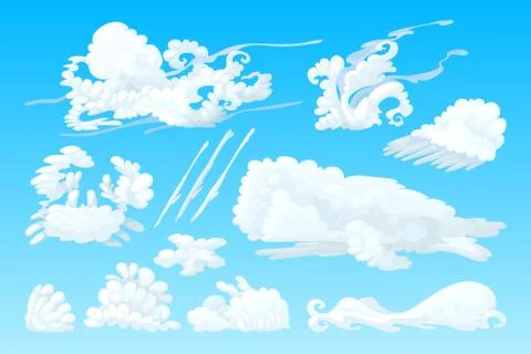 Vector animal shaped cartoon cloud sky set 스톡 일러스트