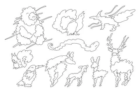 Vector animal shaped cloud set Illustrazione stock