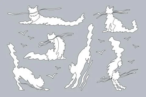 Vector animal shaped cloud set イラスト素材