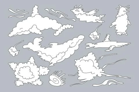 Vector animal shaped cloud set Stock Illustration