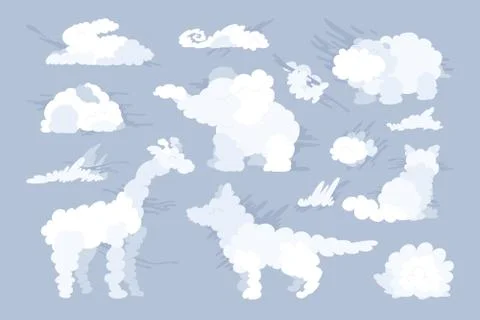 Vector animal shaped cloud set Stock Illustration