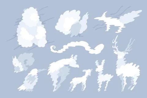 Vector animal shaped cloud set 스톡 일러스트