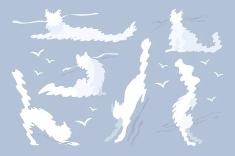 Vector animal shaped cloud set Stock Illustration