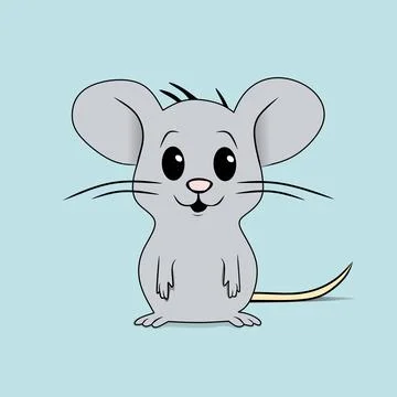 Vector animated gray rat on a blue background Stock Illustration