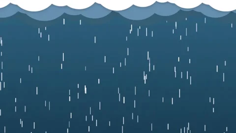 Vector animated heavy rain falling against dark blue sky with stylized roll.. Stock Footage 342723650