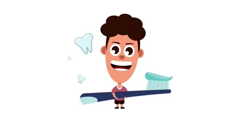 Vector animation of a boy holding a toothbrush. Stock Footage 337830627