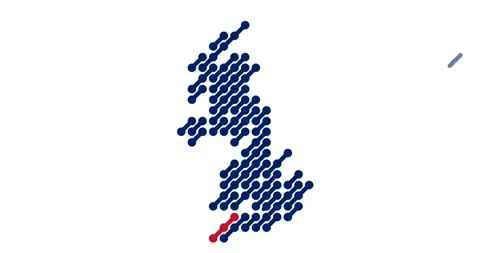 Vector Animation Diagonal Lines Slide Into United Kingdom Map Stock Footage 328130554
