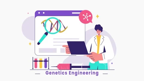 Vector Animation Illustration of Genetic Engineering and DNA Modifications Stock Footage 285103570