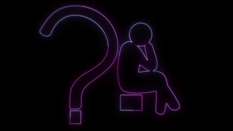Vector animation of man sitting with question mark used for knowledge gaps .. 動画素材 313421759
