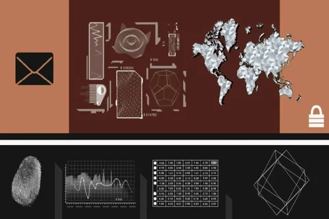 Vector Animation - World Analysis - travel details - close-up info - red Vídeo Stock 68610537