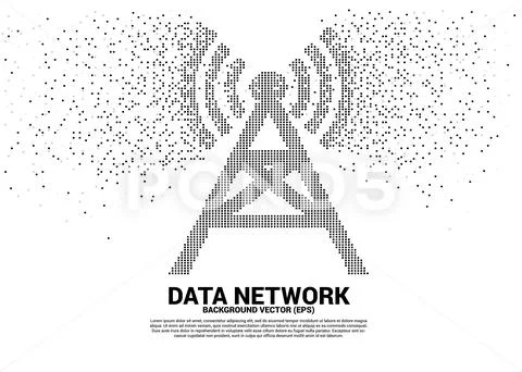 Vector antenna tower icon pixel transform style. ~ Clip Art #106098311