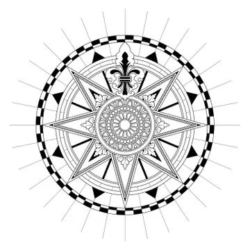 Vector Antique Compass Rose Stock Illustration