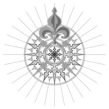 Vector Antique Compass Rose Stock Illustration