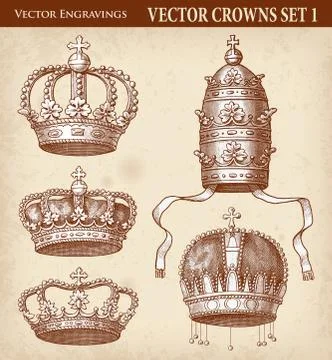 Vector Antique Crown Illustrations Stock Illustration