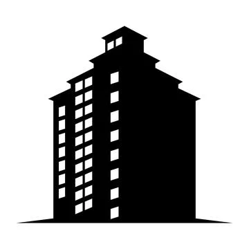 Vector apartment building icon on white background Stock Illustration