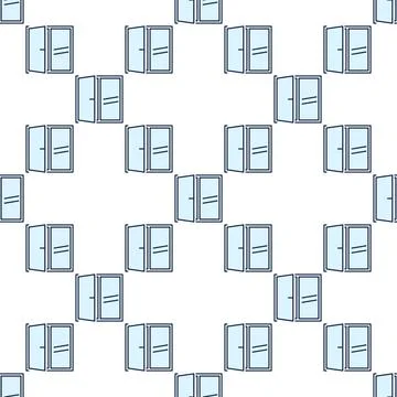 Vector Apartment Window blue seamless pattern Ilustración de archivo