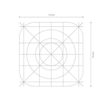 Vector app icon dimensions, development grid line Illustrazione stock