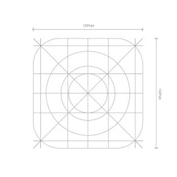Vector app icon dimensions, development grid line Stock Illustration