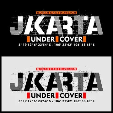 Vector of an apparel design with a logo with "undercover Jakarta" inscription Stock Illustration
