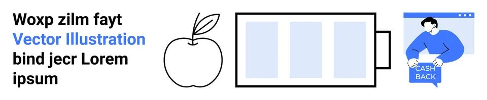 Vector with Apple, Battery Indicator, and Cashback Button Illustration for .. Stockillustratie