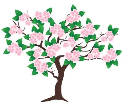 Vector apple blossom tree Stock Illustration