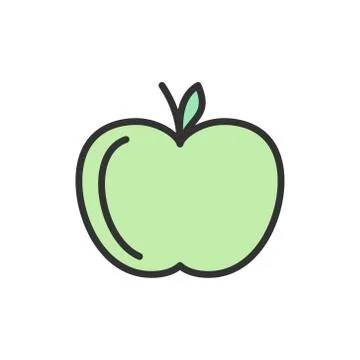 Vector apple, fruit flat color line icon. Illustrazione stock