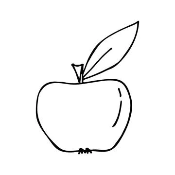 Vector apple with leaf in doodle style Stock Illustration