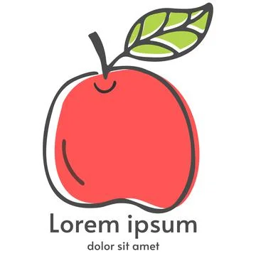 Vector apple logo. Hand-drawn design. Fruit with text Stock Illustration