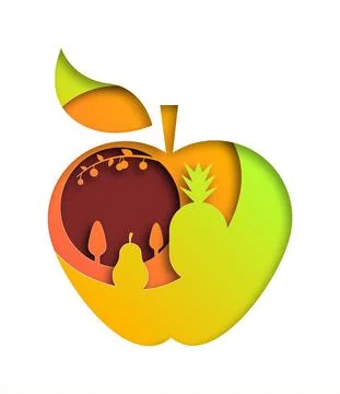 Vector apple in paper art style Stock Illustration