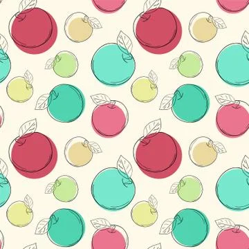 Vector apple seamless pattern. Colored background fruits Illustrazione stock
