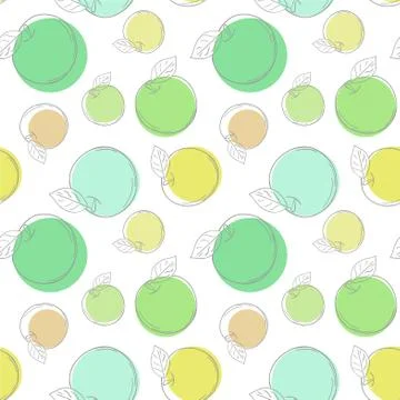 Vector apple seamless pattern. Colored background fruits Stock Illustration