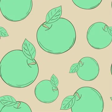 Vector apple seamless pattern. Green background fruits Stockillustratie