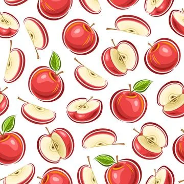 Vector Apple Seamless Pattern Stock Illustration