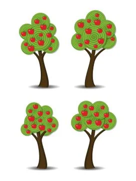 Vector  apple trees with fruits Stock Illustration