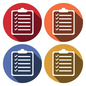 Vector application Check List Icon in flat style with long shadows. Illustrazione stock