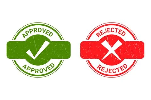 Vector approved and rejected stamp design Stock Illustration