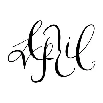 Vector April month hand drawn illustration. Cursive handwritten style made using Stock Illustration