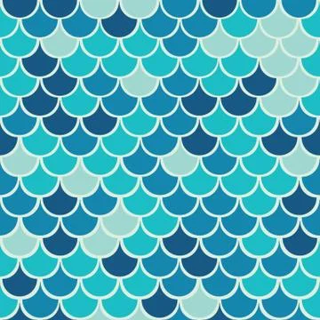 Vector aqua fish scale seamless pattern background. Stock Illustration