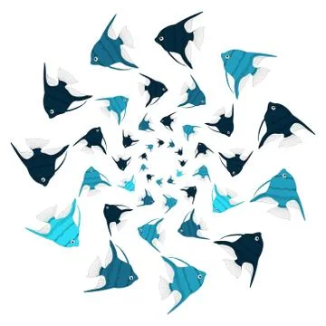 Vector  aquarium fish angelfish Stock Illustration