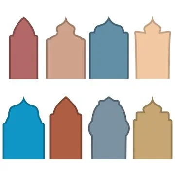 Vector arabic doors. Oriental style Islamic doors and arches with modern de.. Stock Illustration