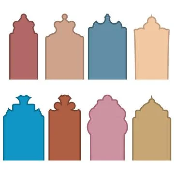 Vector arabic doors. Oriental style Islamic doors and arches with modern desi Stock Illustration