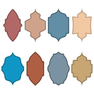 Vector arabic windows. Oriental style Islamic windows and arches with moder.. Stock Illustration