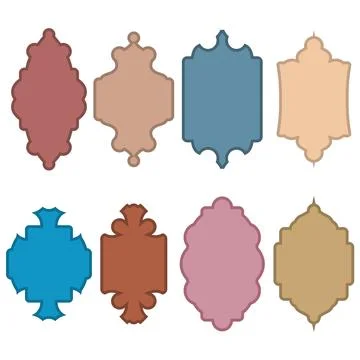 Vector arabic windows. Oriental style Islamic windows and arches with modern Stock Illustration