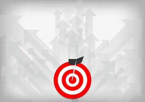 Vector : Archery target and arrow with raising arrows on gray background Stock Illustration