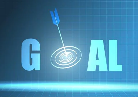 Vector : Archery target and arrow with GOAL on blue background Stock Illustration