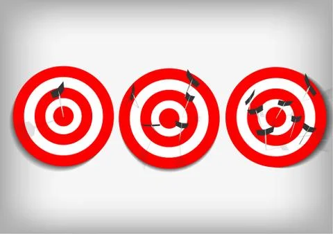 Vector : Archery target and arrows on gray background Stock Illustration